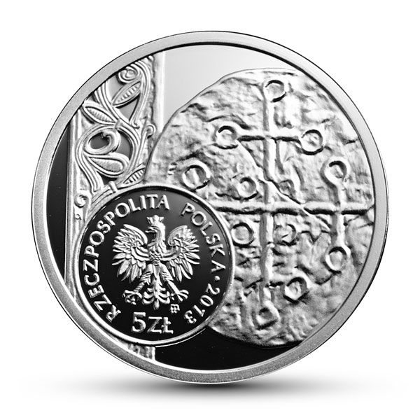 Historia Monety Polskiej - denar Bolesława Chrobrego, 5zł awers